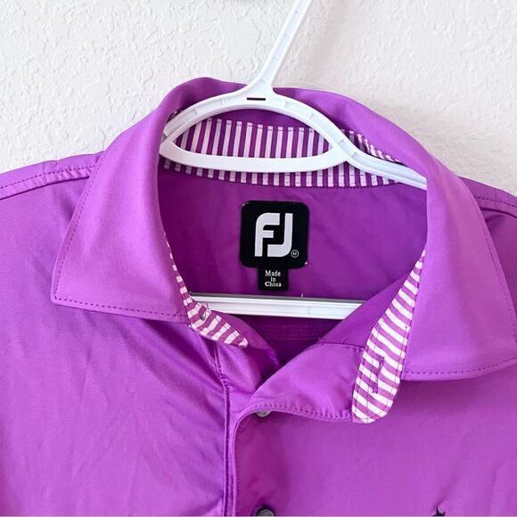 FootJoy FJ Men's Golf Polo Shirt Size M Short Sleeve Logo Purple - Picture 5 of 7